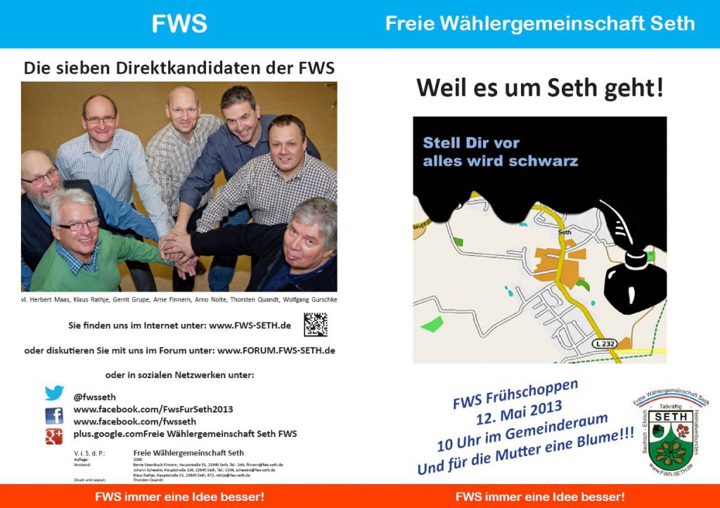 FWS Wahlprogramm 2013 / Zukunftsprojekte Seite 1&4