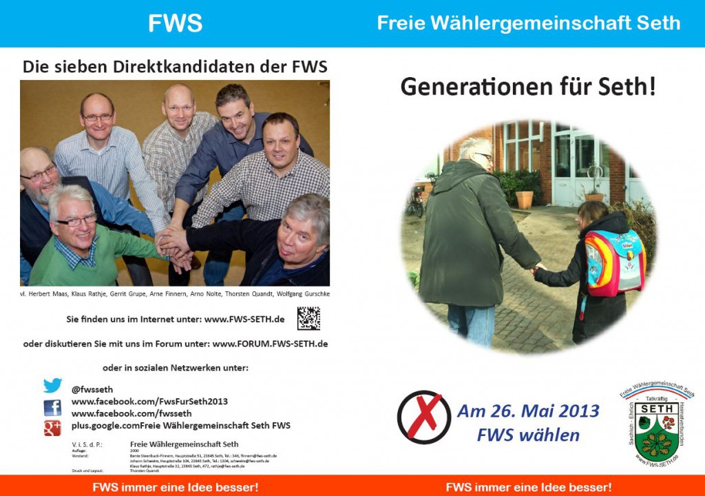 FWS Wahlprogramm 2013 / Generationen – Kultur – Soziales Seite 1&4